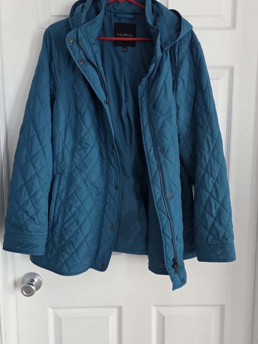 Talbots Teal Quilted Hooded Puffer Jacket